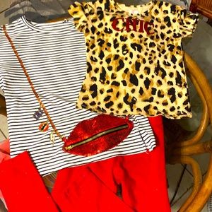 Bundled Girls Clothing Size 6-6X 2 tops and one legging
